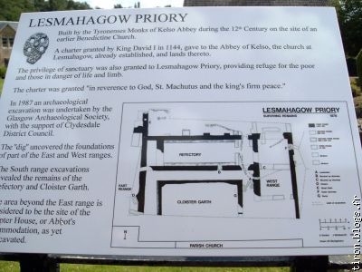 Panneau explicatif des fouilles archéologiques de Lesmahagow